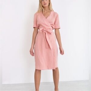 Love and Confuse Brigitte Linen Wrap Dress